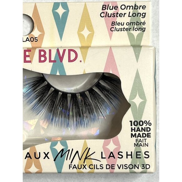 Ioni 3D Faux Mink Lashes – Wilshire Blvd Blue Ombre Cluster Long - Picture 4 of 5